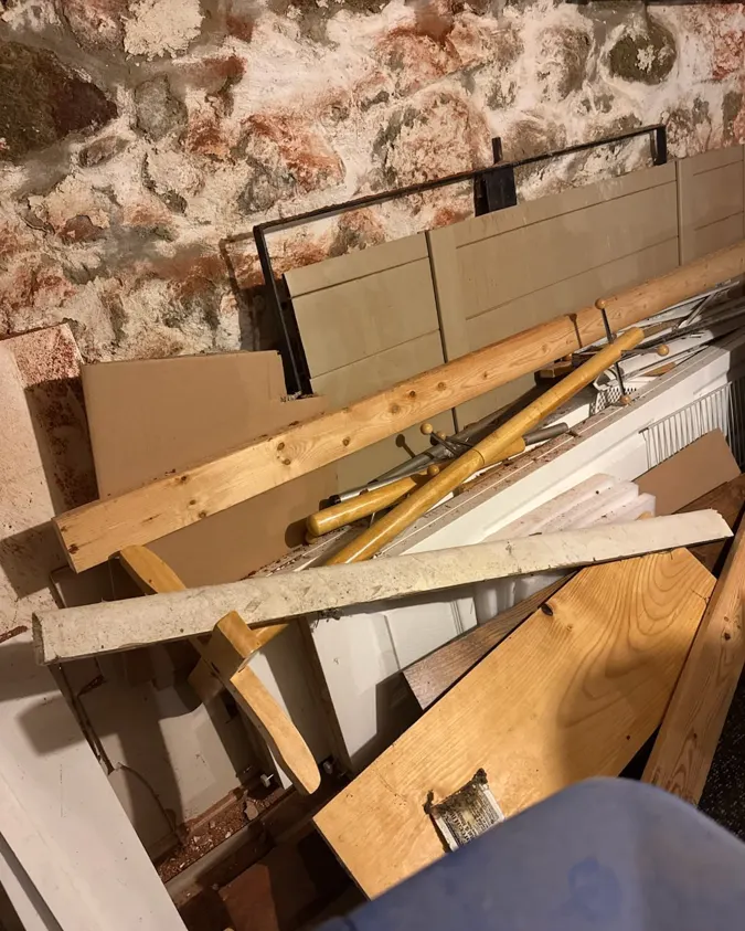 Basement debris cleanout: before