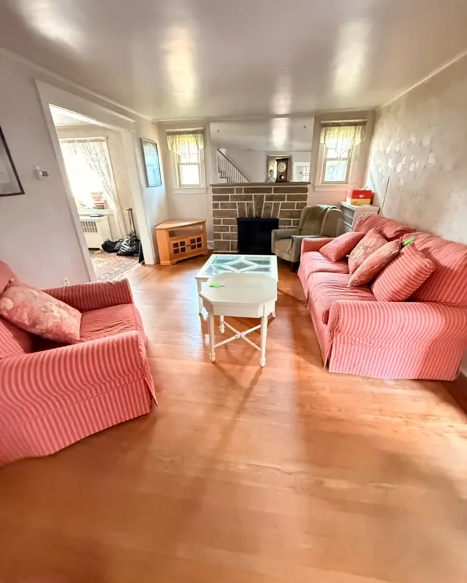Living room furniture removal: before